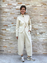 Jersey Blazer ALTEA mit Strehkragen in Panna