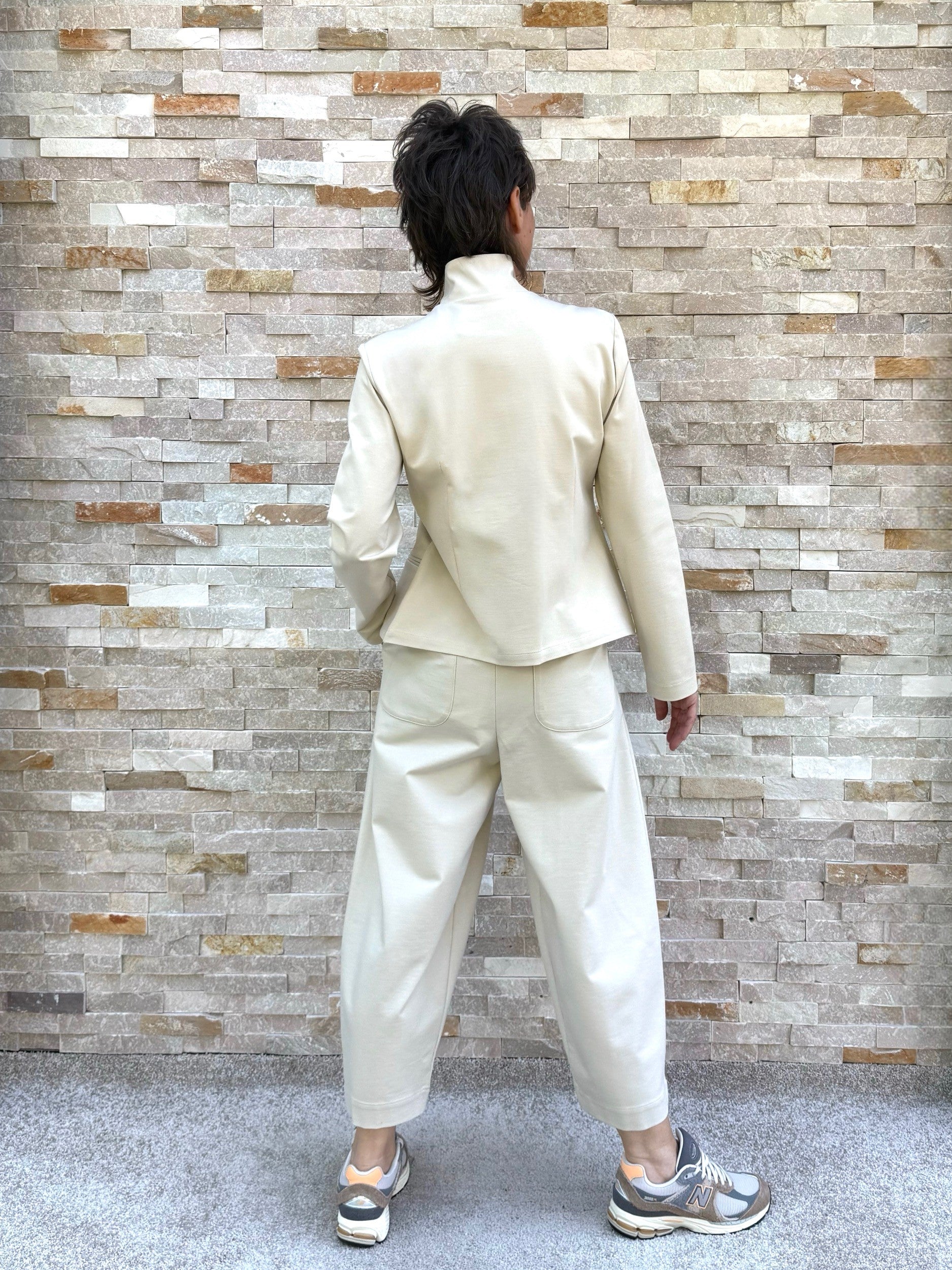 Jersey Blazer ALTEA mit Strehkragen in Panna