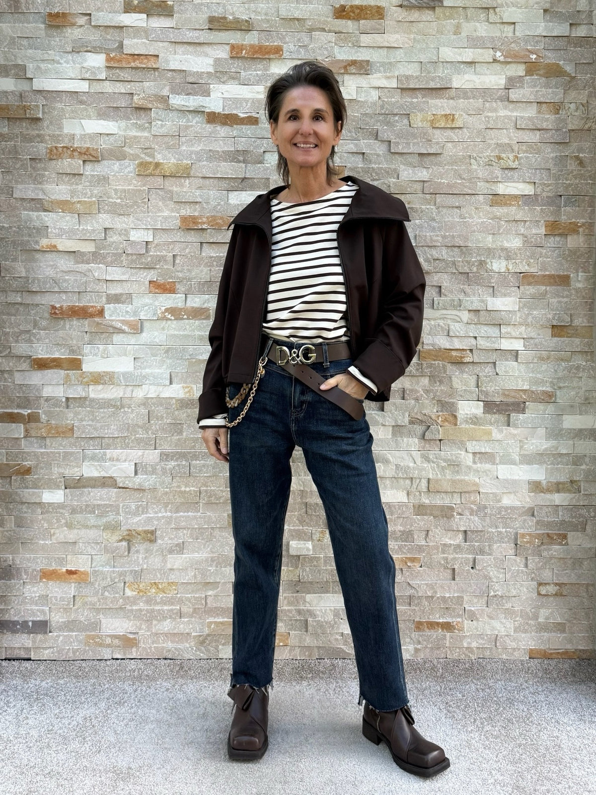 GIGI Blouson Jacket with Stand-Up Collar in Moro