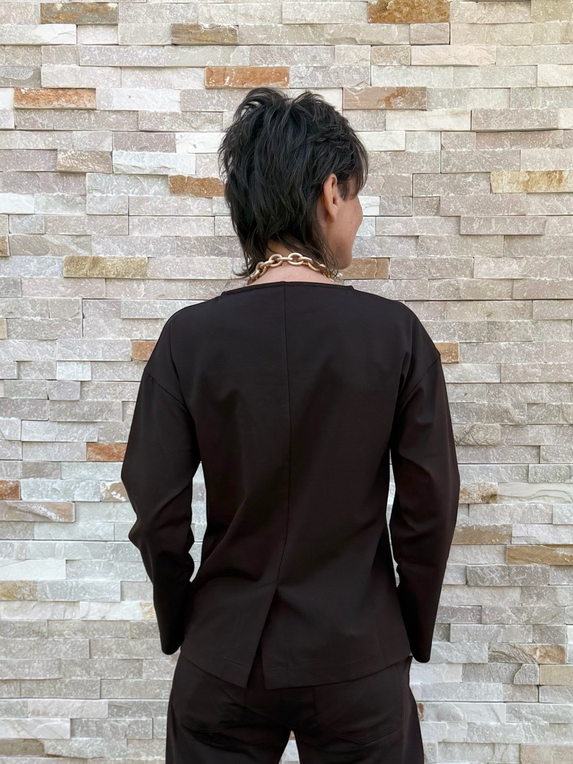 Jersey Shirt PENELOPE with slit at the back in Moro