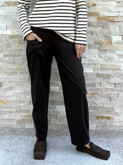 Jersey Hose NIKI mit aufgesetzen Taschen in Dunkelbraun