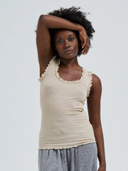 Flounce top with ruffles in black