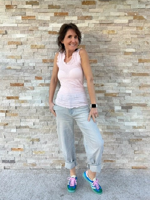 Top Flounce mit Rüschen in Pale Rose