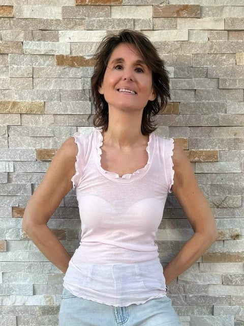 Top Flounce mit Rüschen in Pale Rose