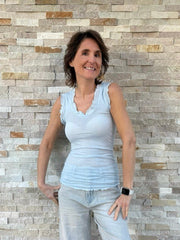 Top Flounce mit Rüschen in Hazy Sky