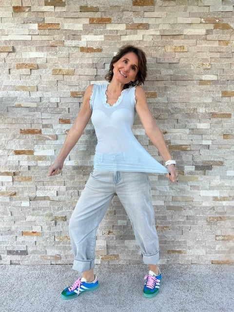 Top Flounce mit Rüschen in Hazy Sky