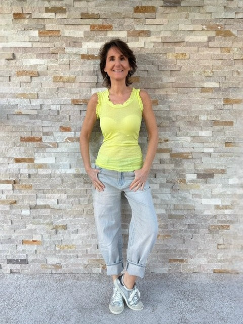 Top Flounce mit Rüschen in Yellow