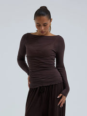 Langarm Shirt Boat Neck in Java