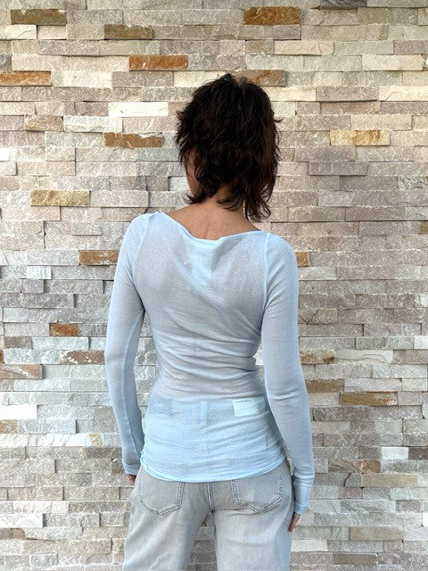 Langarm Shirt mit U-Boot Ausschnitt in Hazy Sky