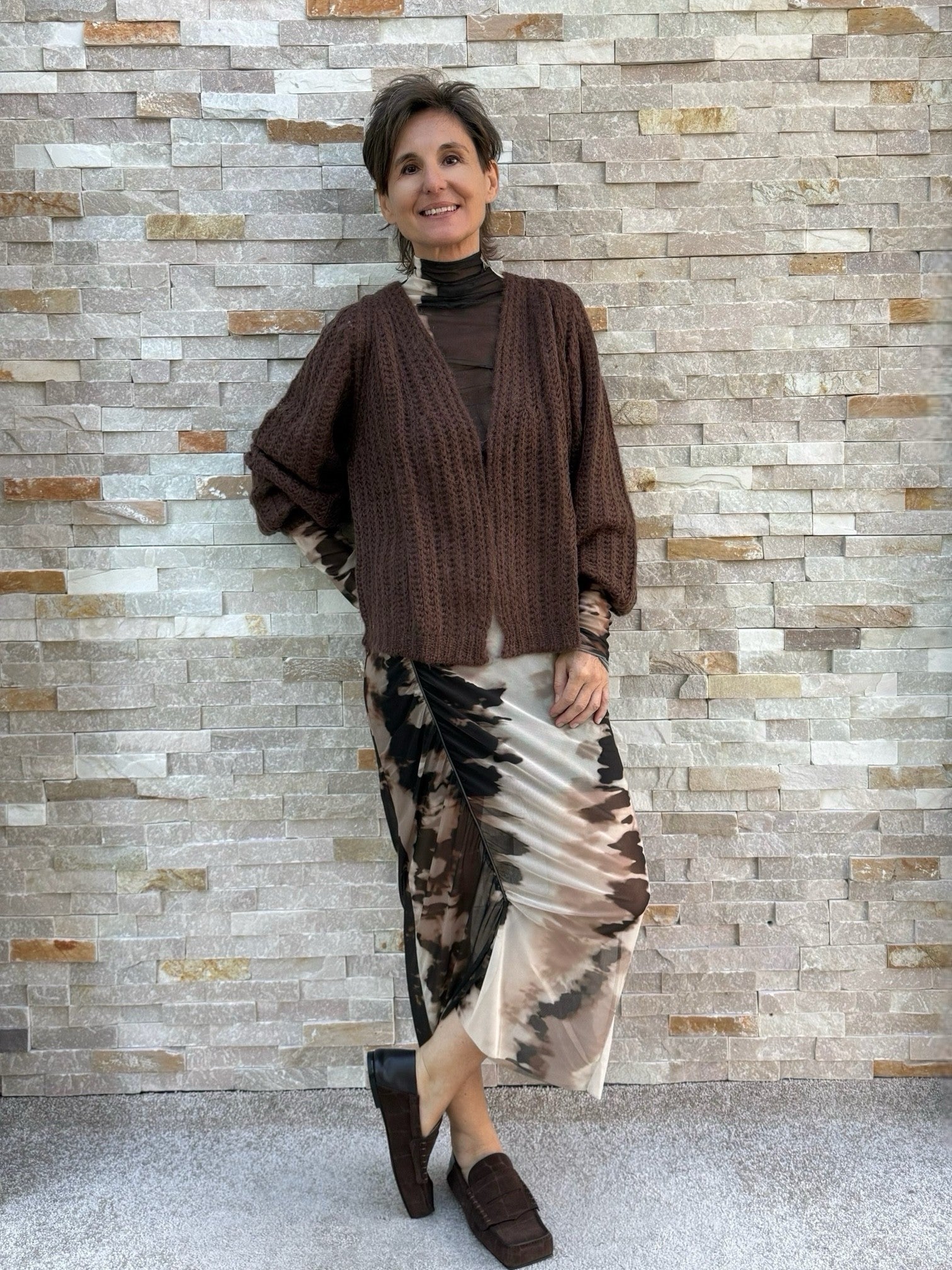 Offener Cardigan KI:ARA in Schokobraun