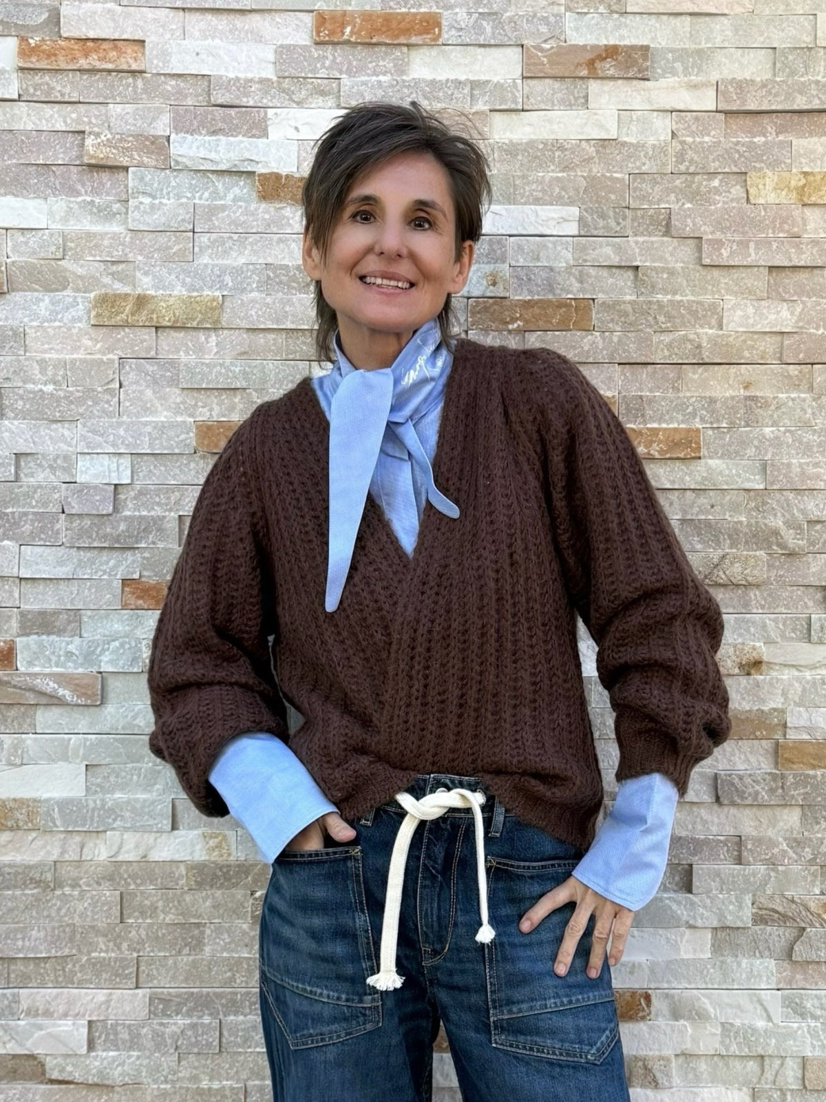 Offener Cardigan KI:ARA in Schokobraun