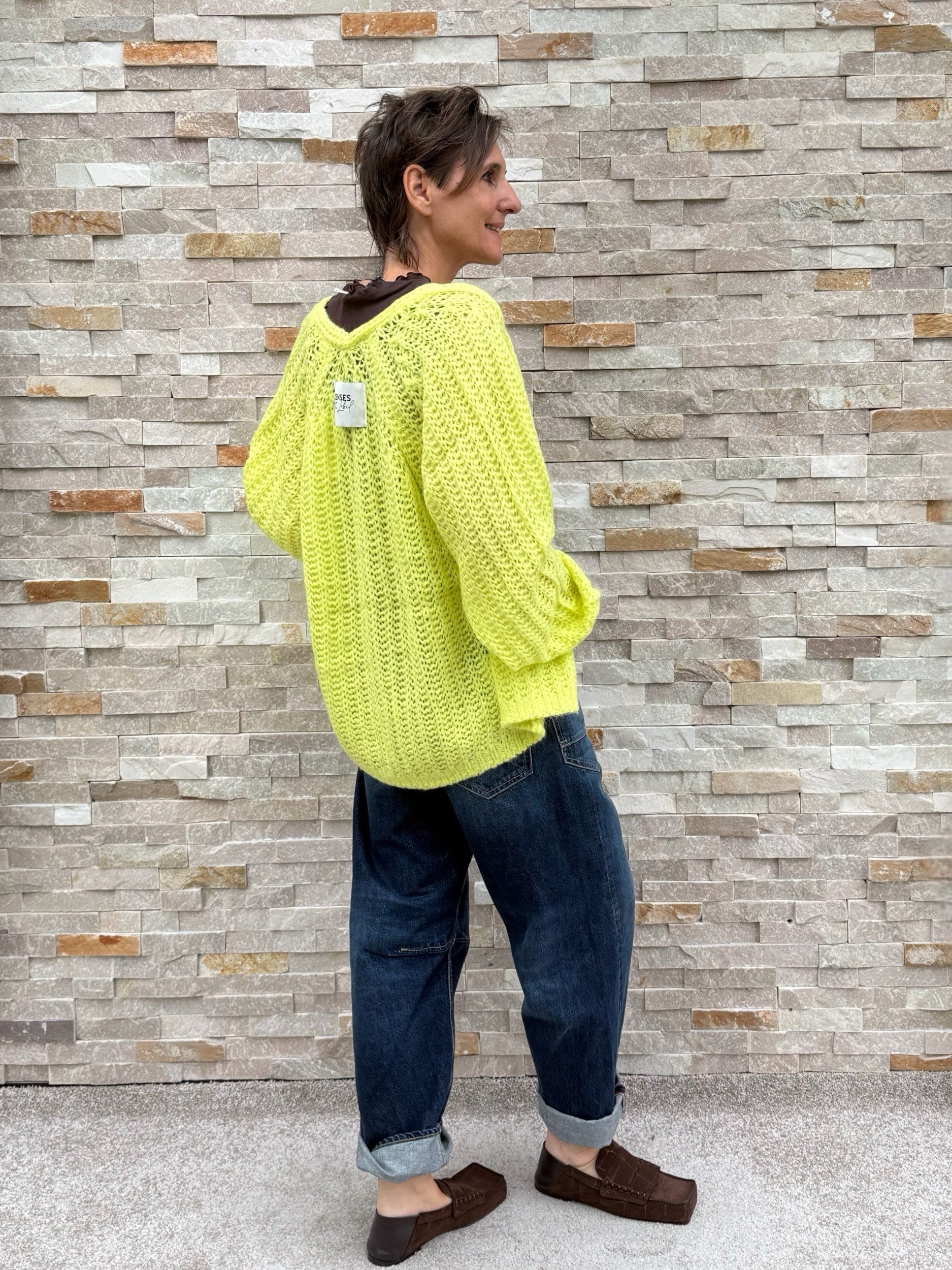 Kurz-Cardigan KI:ARA Loose Knit in Lemon