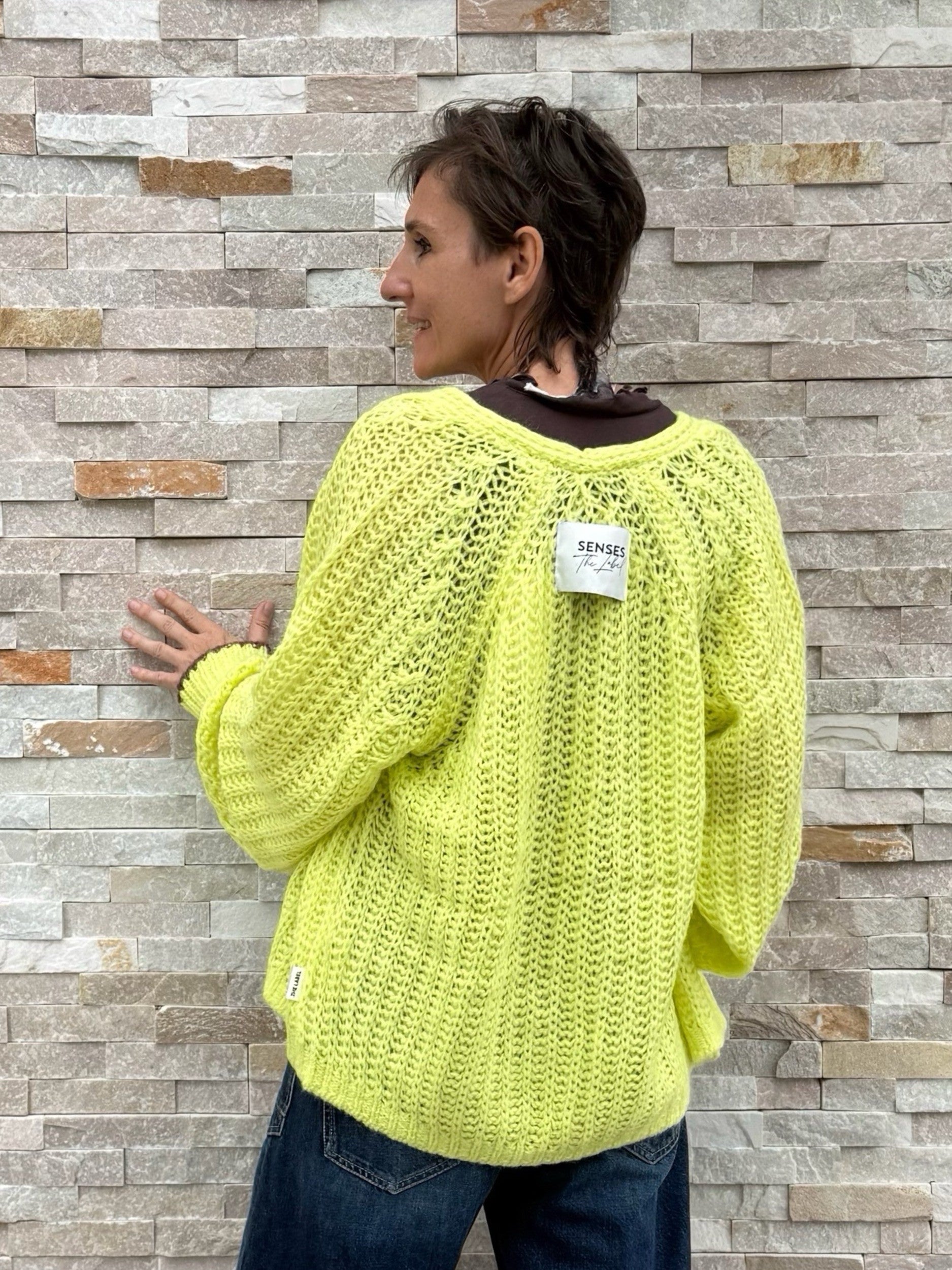Kurz-Cardigan KI:ARA Loose Knit in Lemon