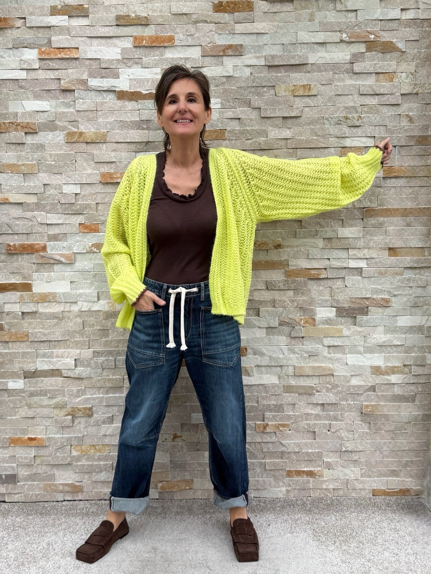 Kurz-Cardigan KI:ARA Loose Knit in Lemon
