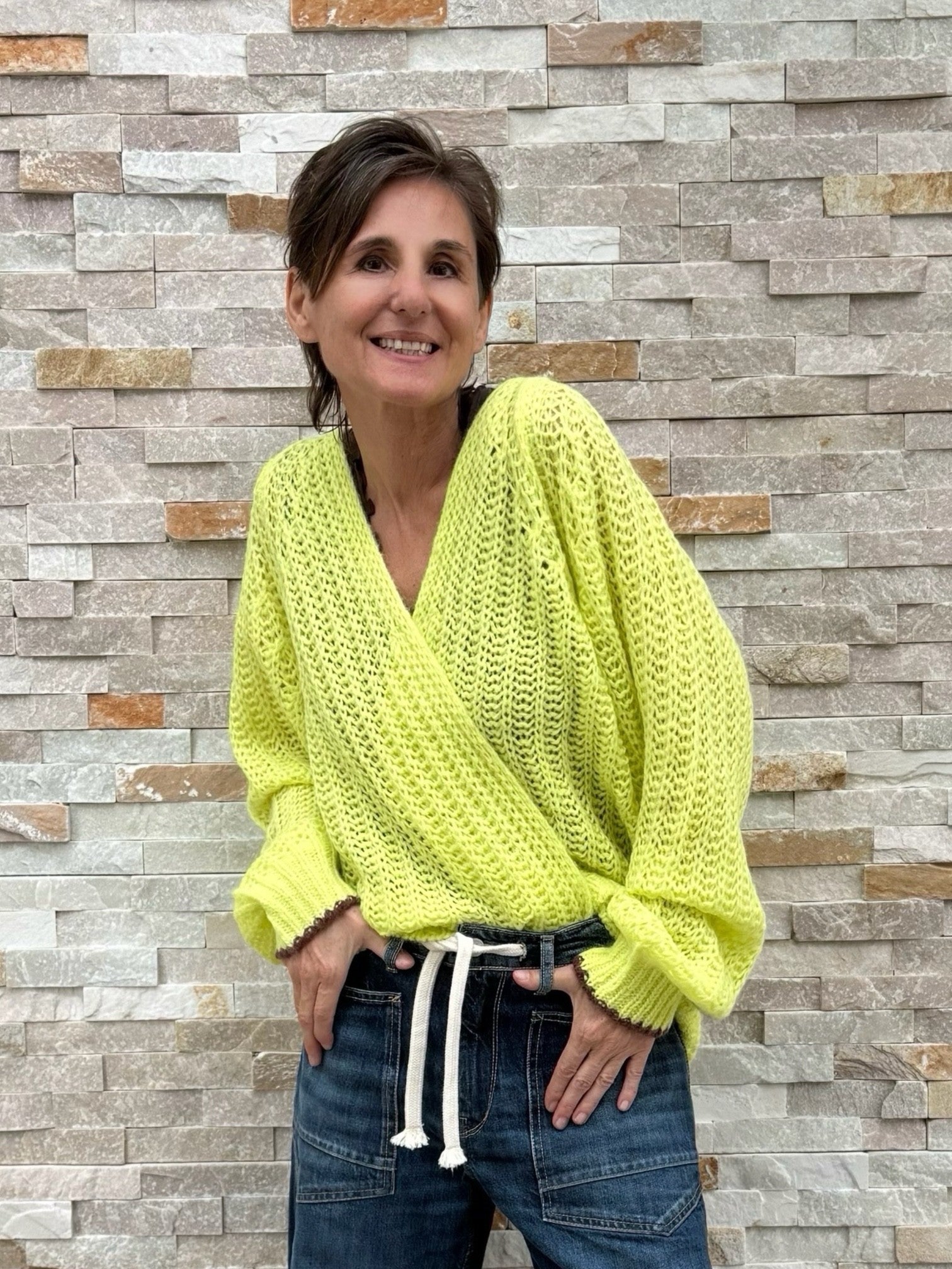 Kurz-Cardigan KI:ARA Loose Knit in Lemon