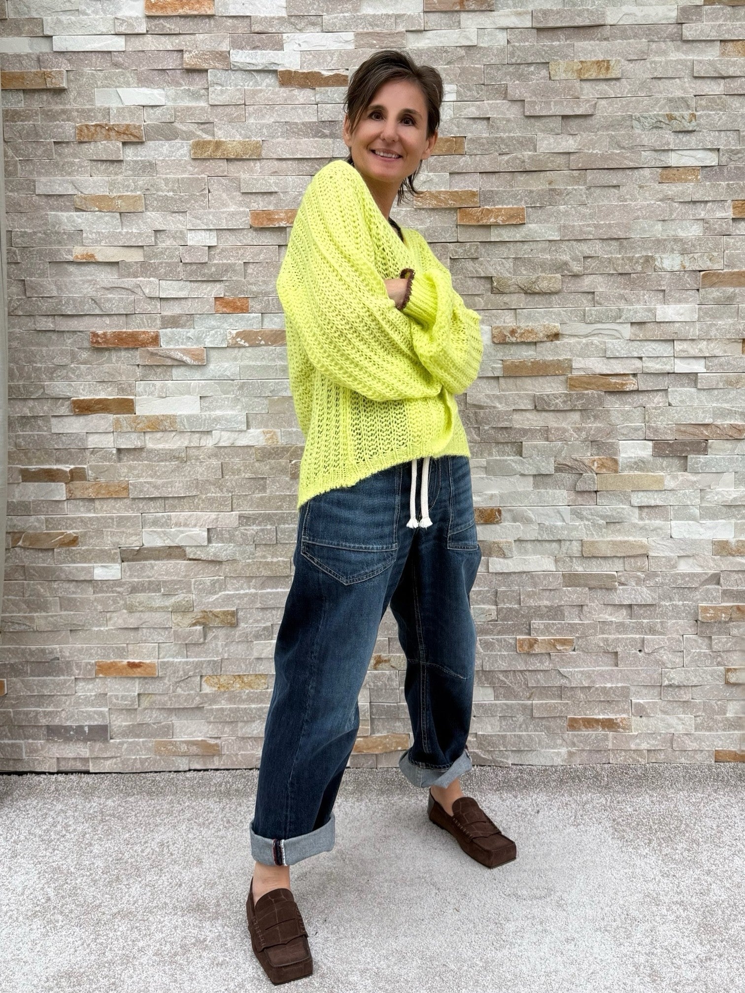 Kurz-Cardigan KI:ARA Loose Knit in Lemon