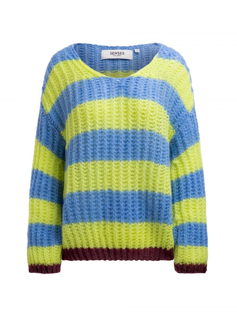 Gestreifter Pullover KI:LIAN Loose Knit lemon - blue