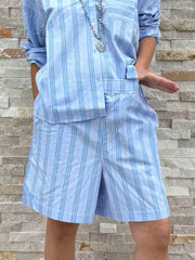 Gestreifte Shorts PR:AD im Pyjama-Stil shirt blue / iconic orange
