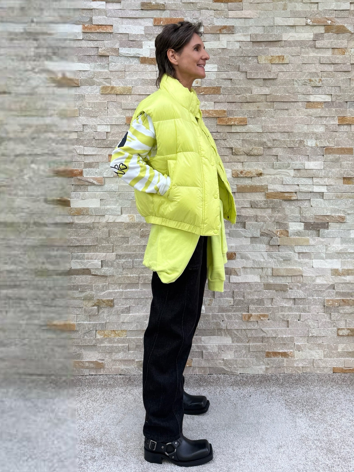 Steppweste O:WE Oversized in cool Lime