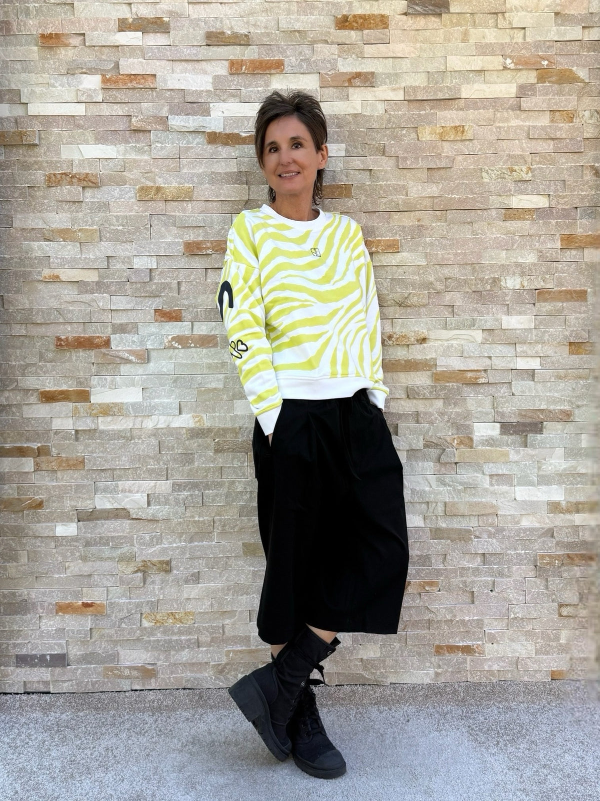 Sweatshirt SU:RI zebra mit Rückenprint cool lime