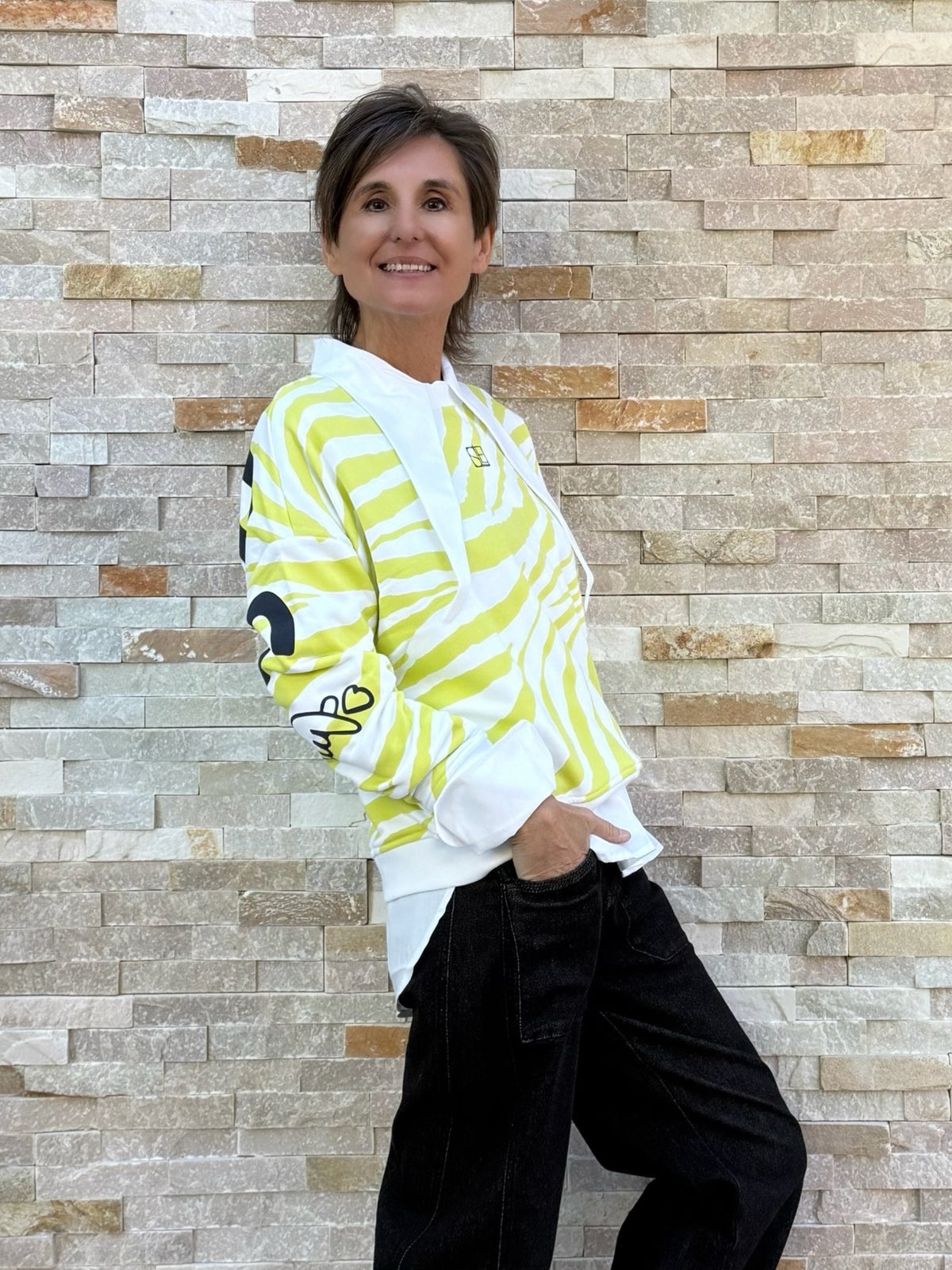 Sweatshirt SU:RI zebra mit Rückenprint cool lime