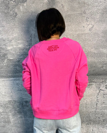 Sweatshirt mit Flockprint Pink