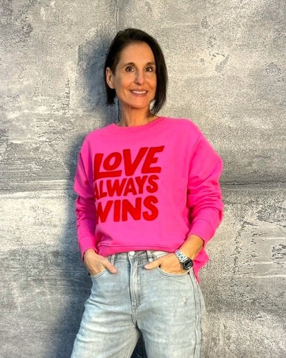 Sweatshirt mit Flockprint Pink