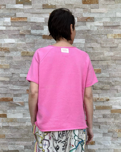 1/2 Feinstrick Baumwolle Pullover in Pink