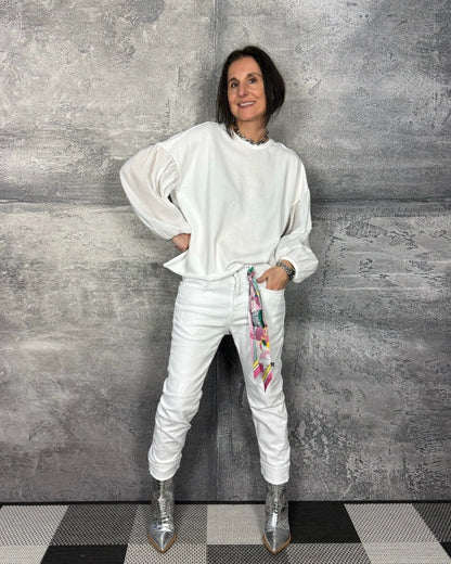 Sweatshirt mit Blusenärmel in Offwhite