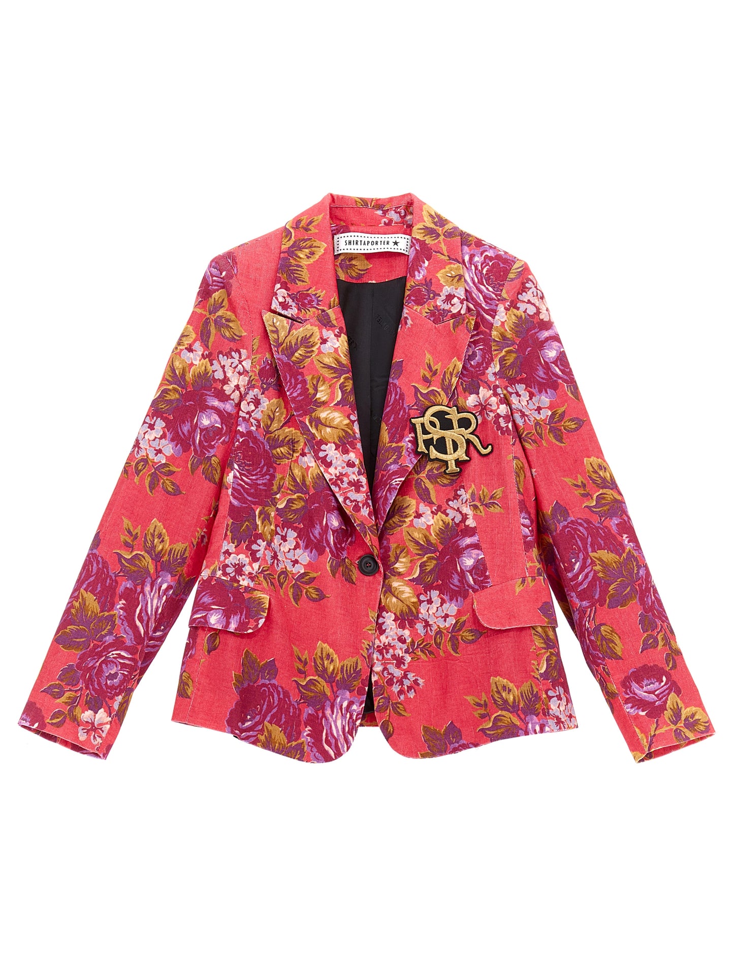 Feincord Blazer mit Blumenmuster