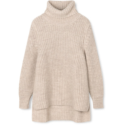 Pullover Penelope mit Rippe und Rollkragen in Beige