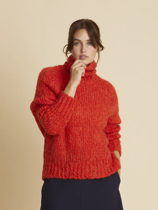 Pullover Judy Rollkragen warmes Rot