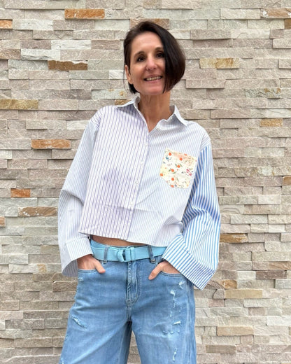 Kurze Bluse Muster-Streifen-Mix