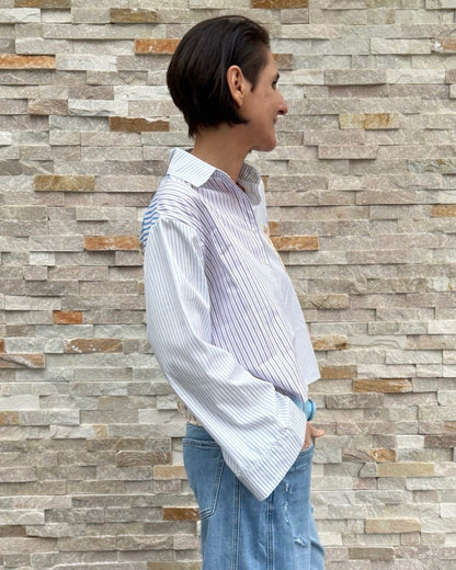 Kurze Bluse Muster-Streifen-Mix