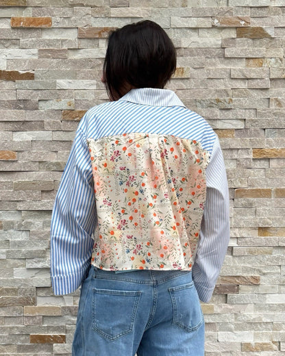 Kurze Bluse Muster-Streifen-Mix