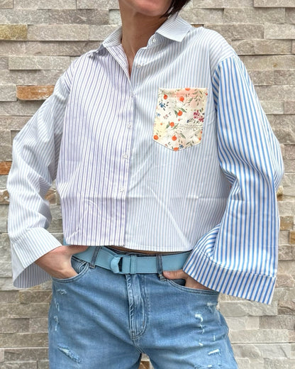Kurze Bluse Muster-Streifen-Mix