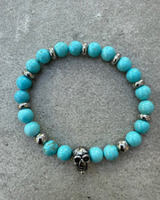 Perlen Armband mit Totenkopf Türkis-Silber