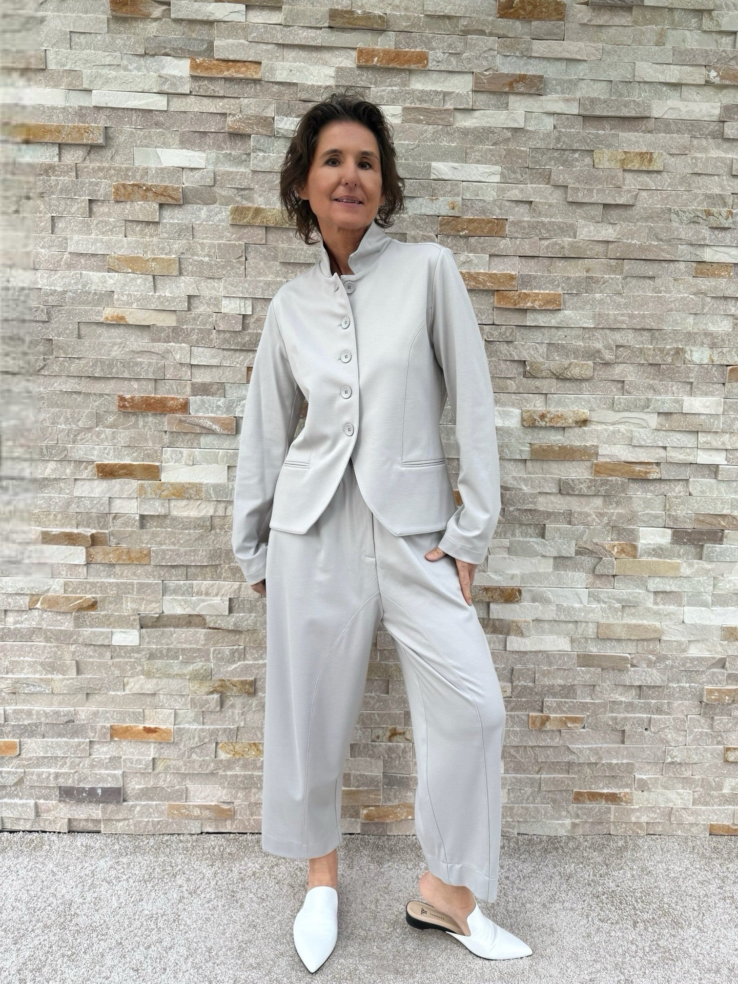 Blazer Jacke ALTEA mit Stehkragen in Hellgrau