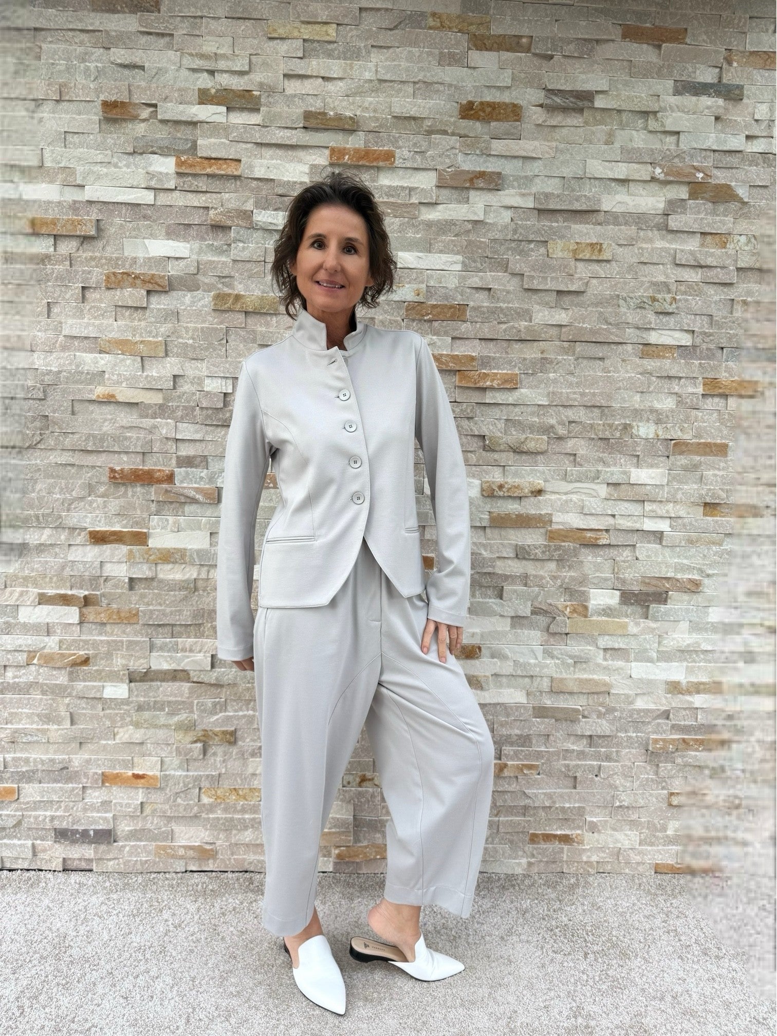 Blazer Jacke ALTEA mit Stehkragen in Hellgrau