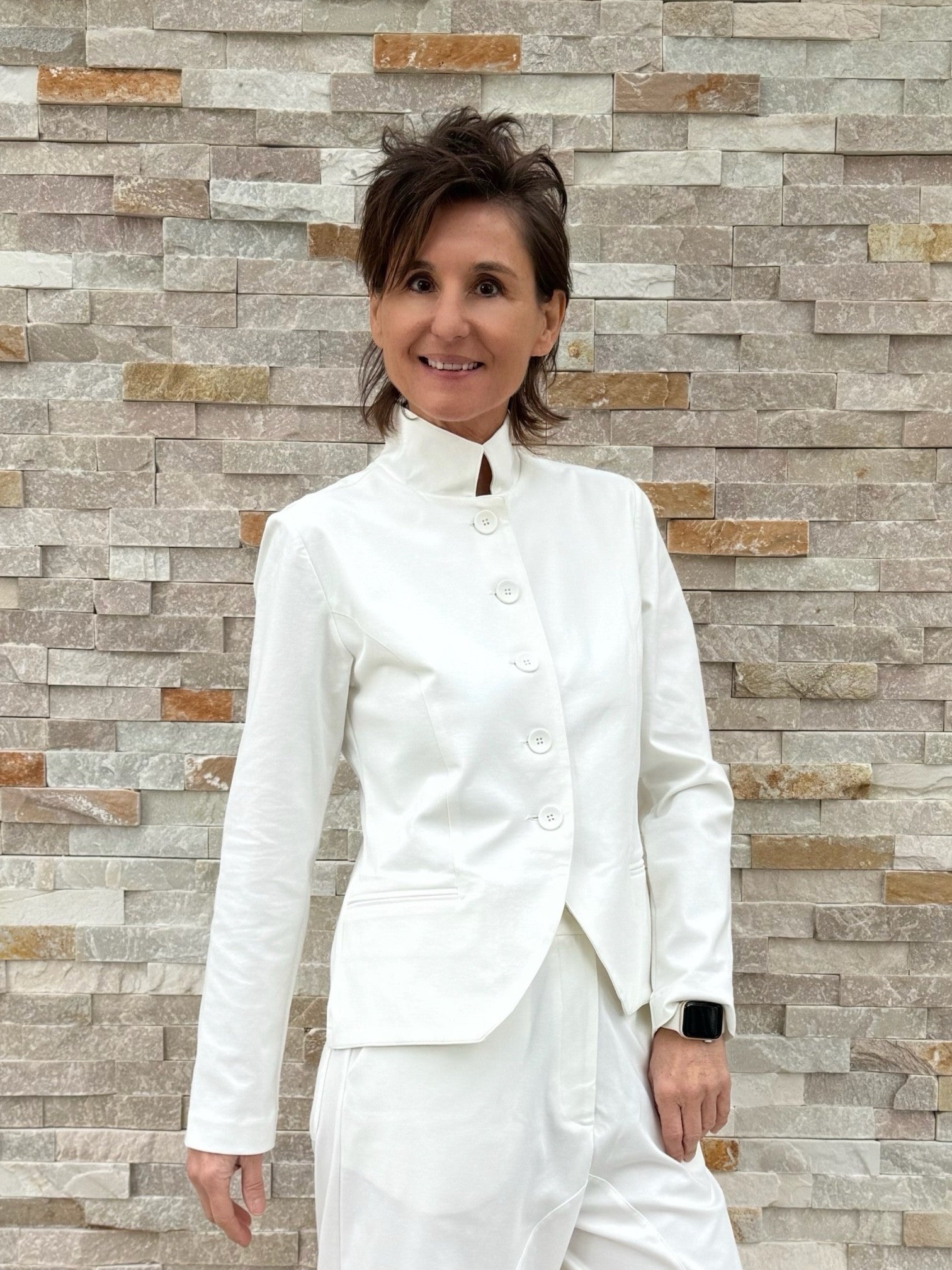 Blazer Jacke ALTEA mit Stehkragen in Offwhite