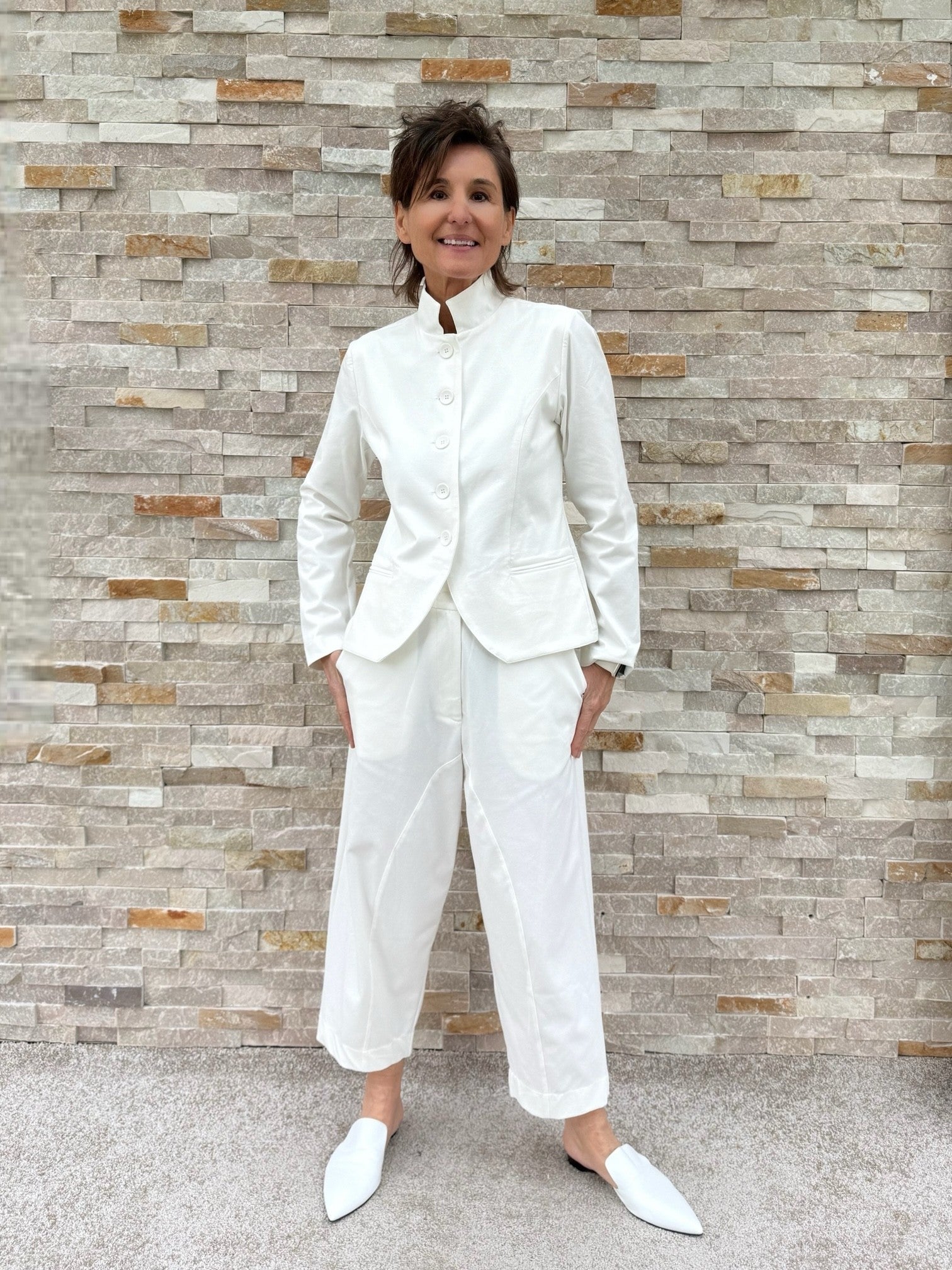 Blazer Jacke ALTEA mit Stehkragen in Offwhite