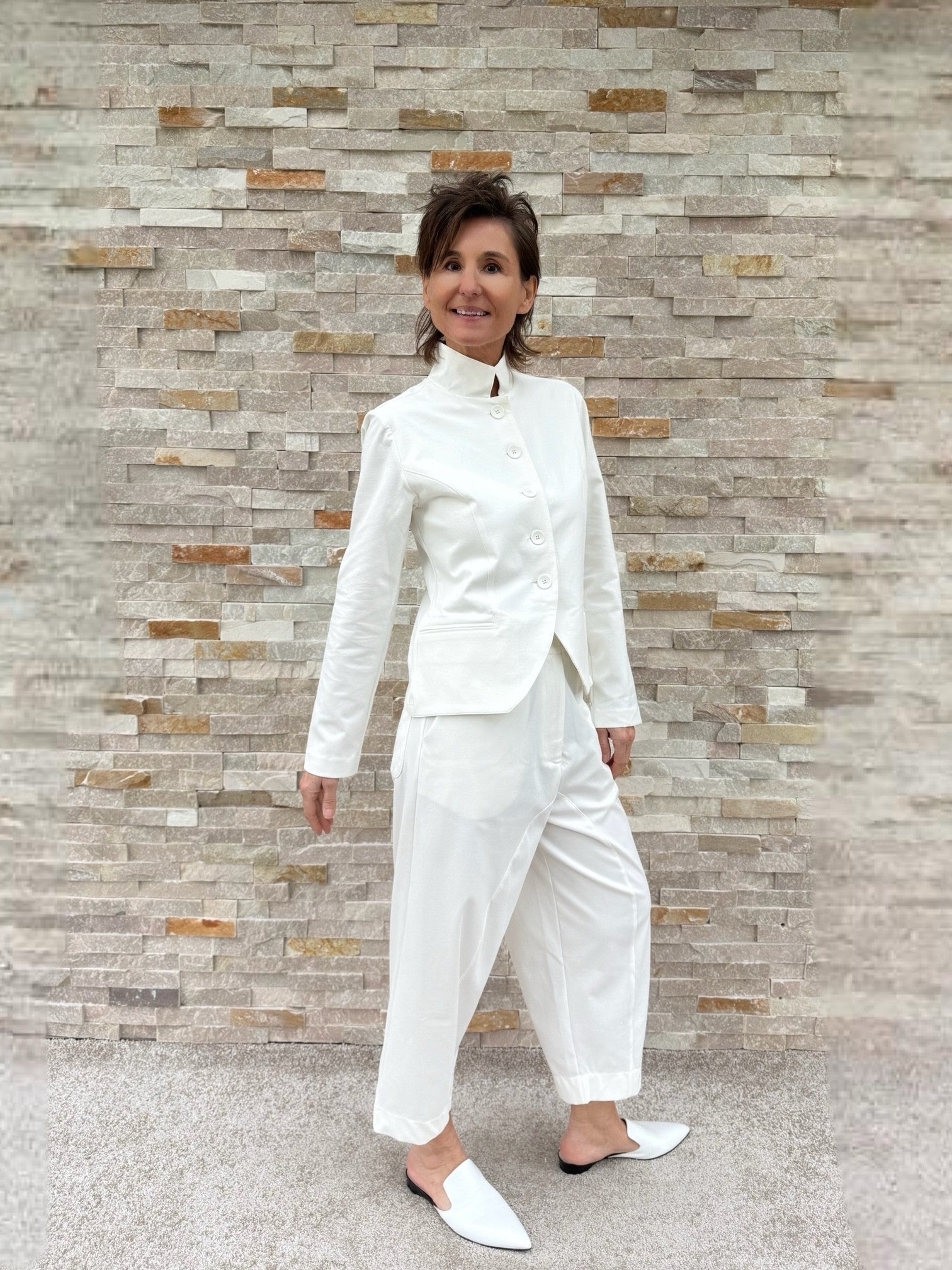 Blazer Jacke ALTEA mit Stehkragen in Offwhite