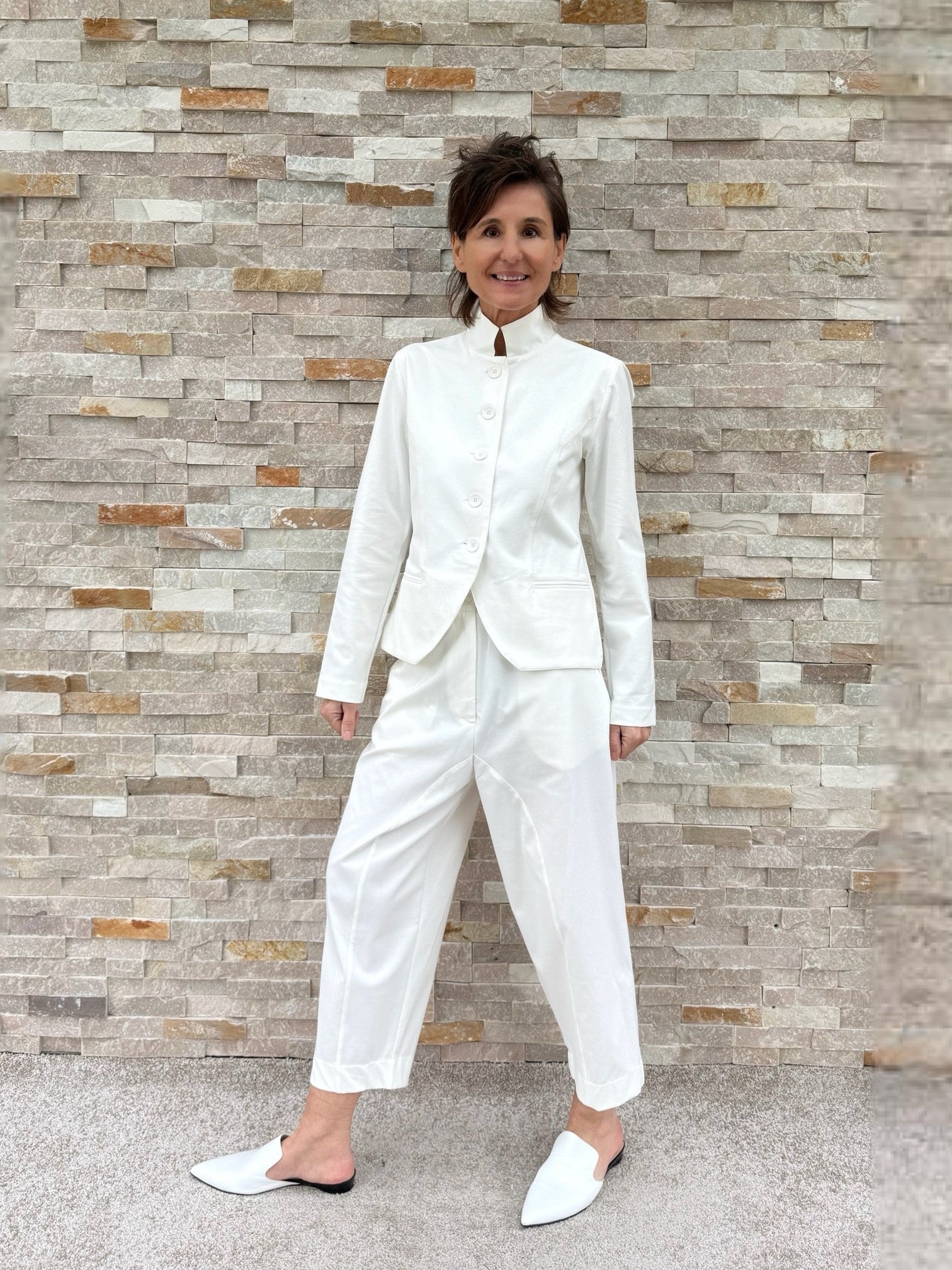Blazer Jacke ALTEA mit Stehkragen in Offwhite