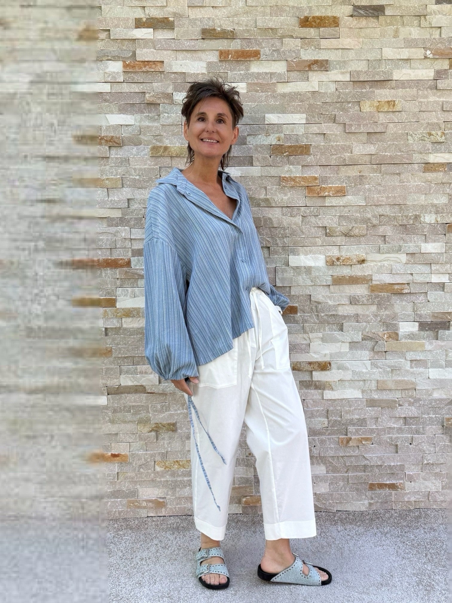 Blouse with wide sleeves Medium Blue