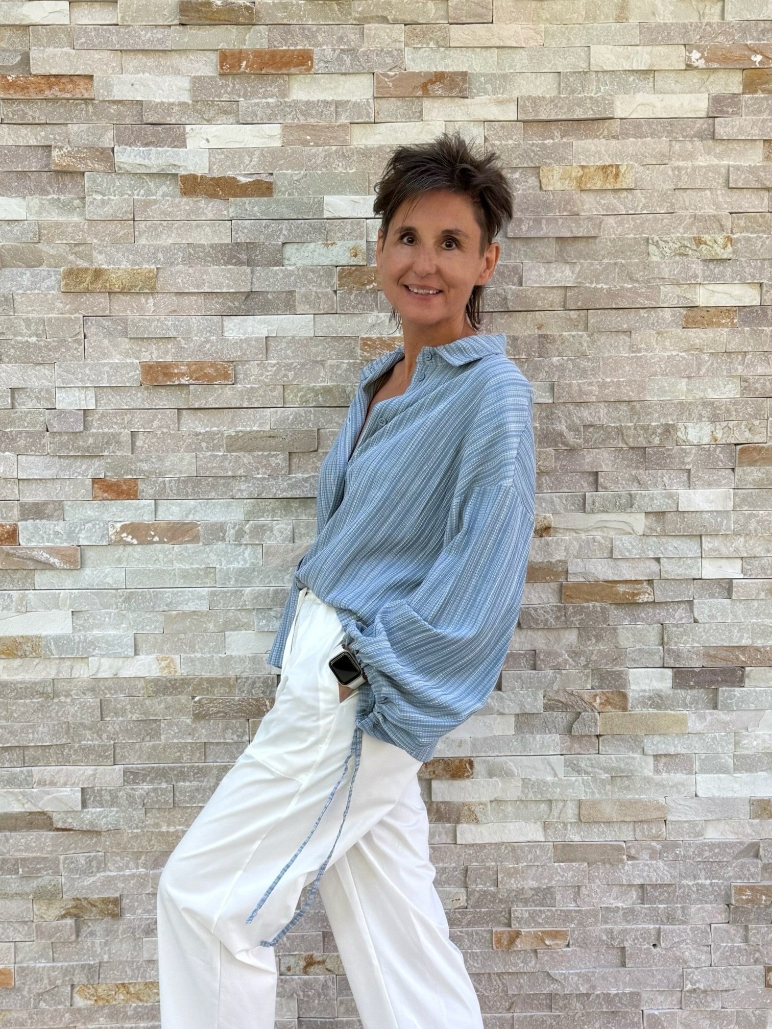 Blouse with wide sleeves Medium Blue