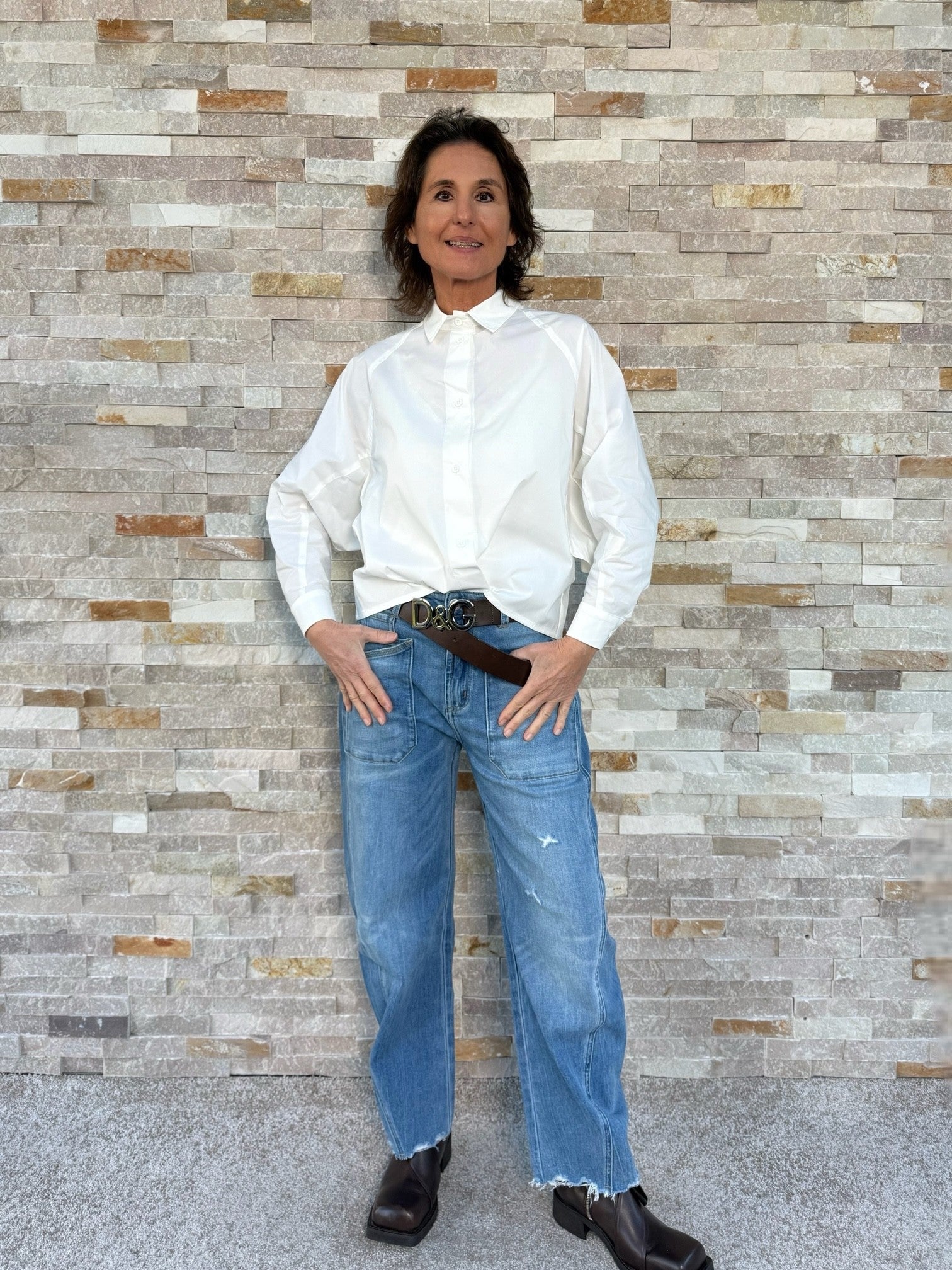 Bluse ALEX mit leichten Fledermaus Ärmeln in Offwhite