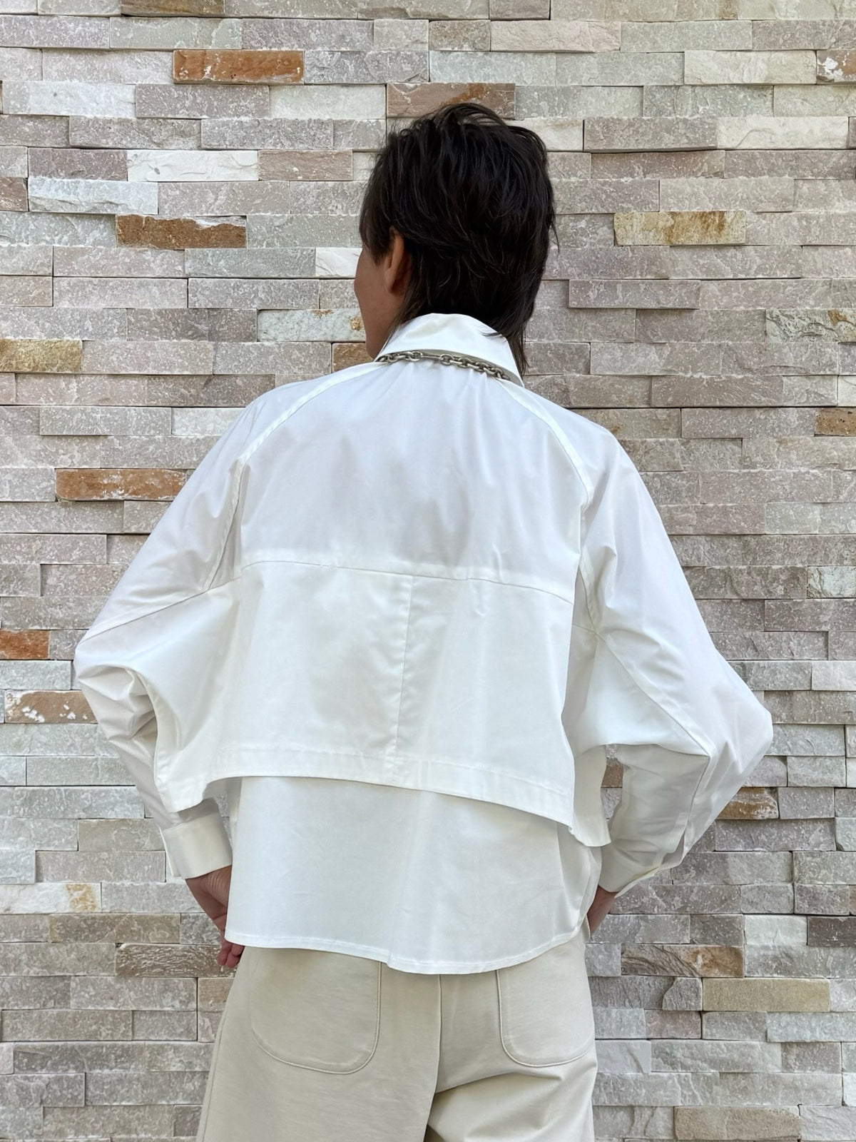 Bluse ALEX mit leichten Fledermaus Ärmeln in Offwhite
