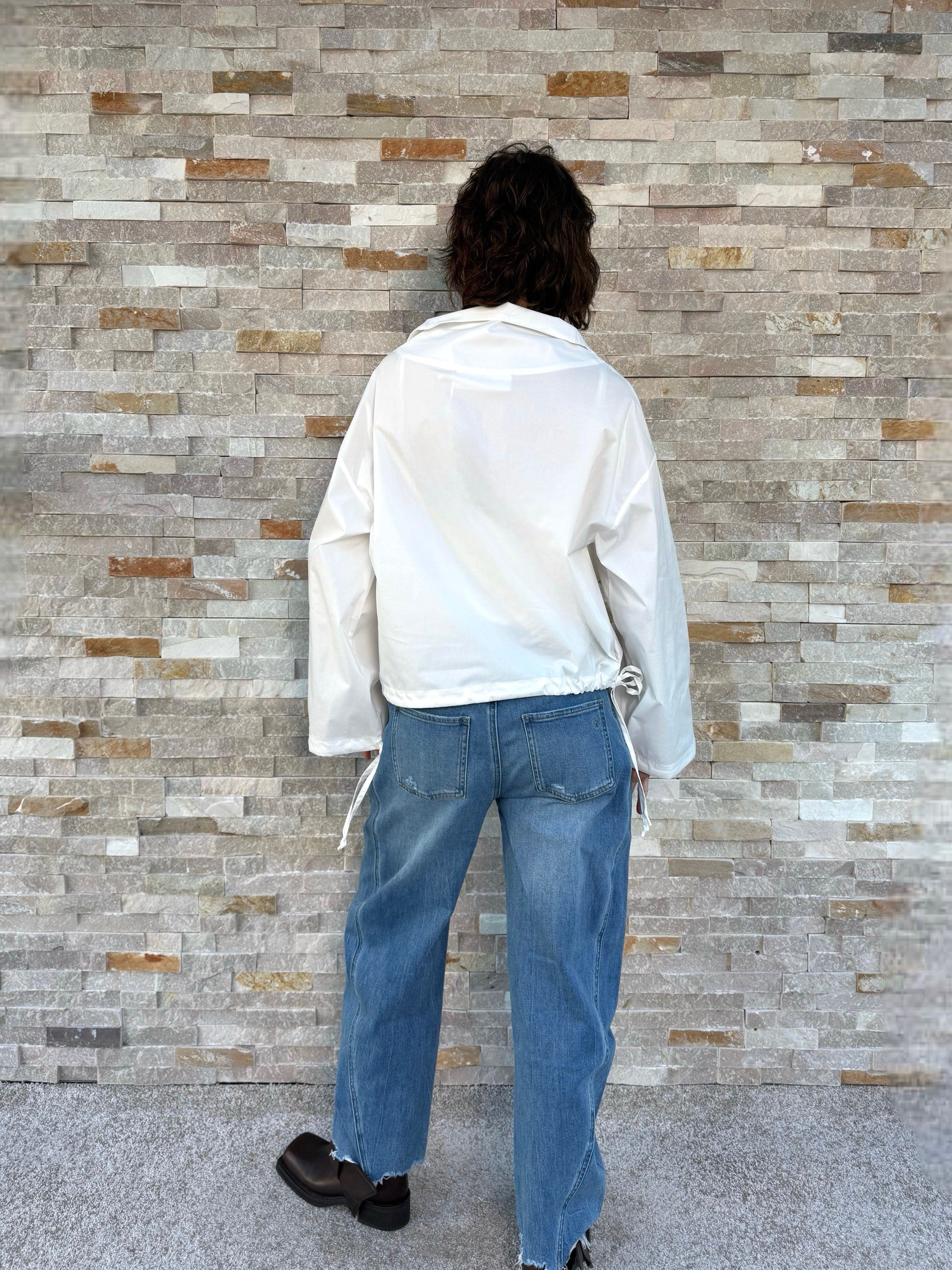 Tunika Bluse FIONA mit Stehkragen in Offwhite