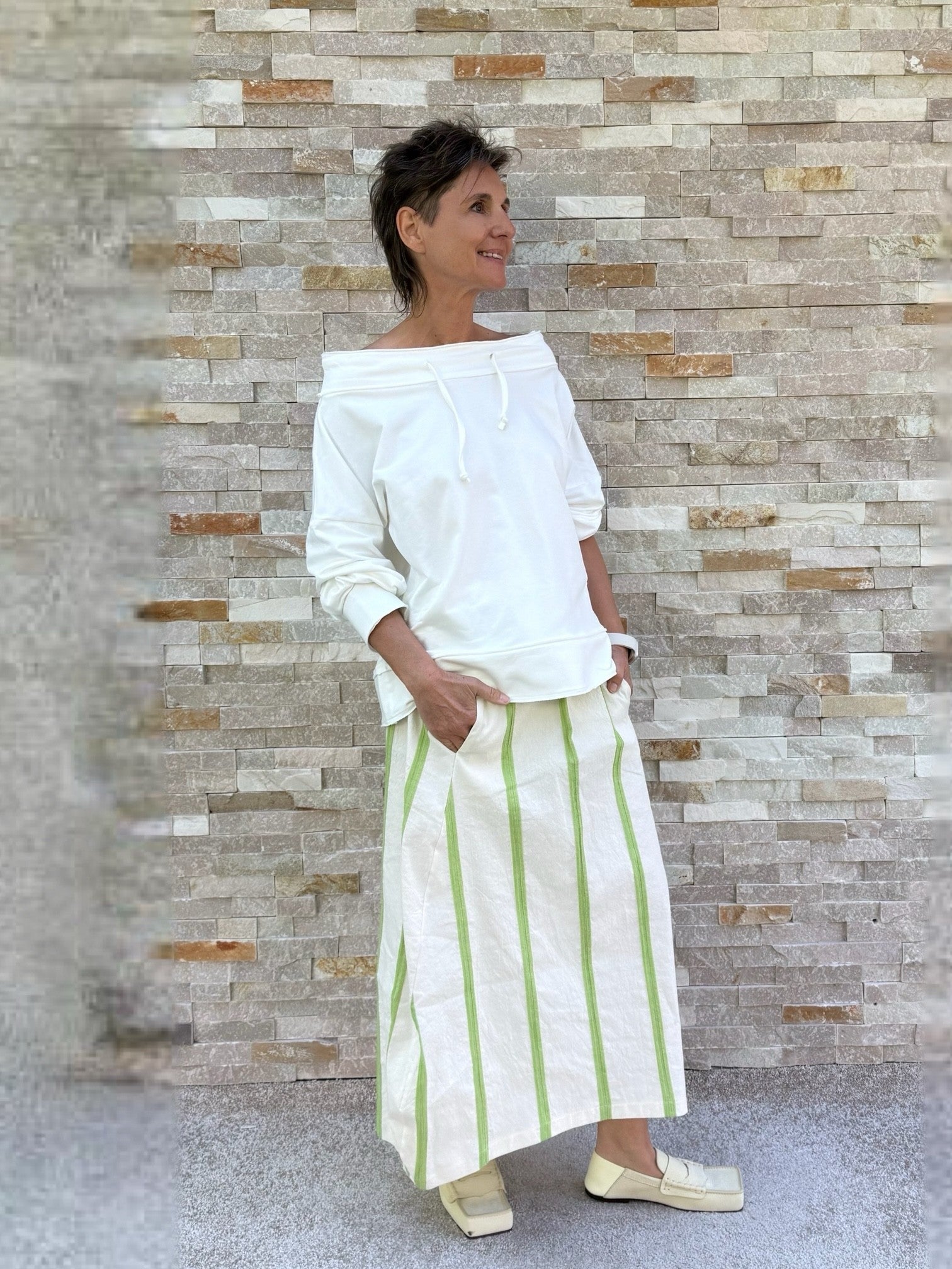 Off-white Off-the-shoulder Sweatshirt