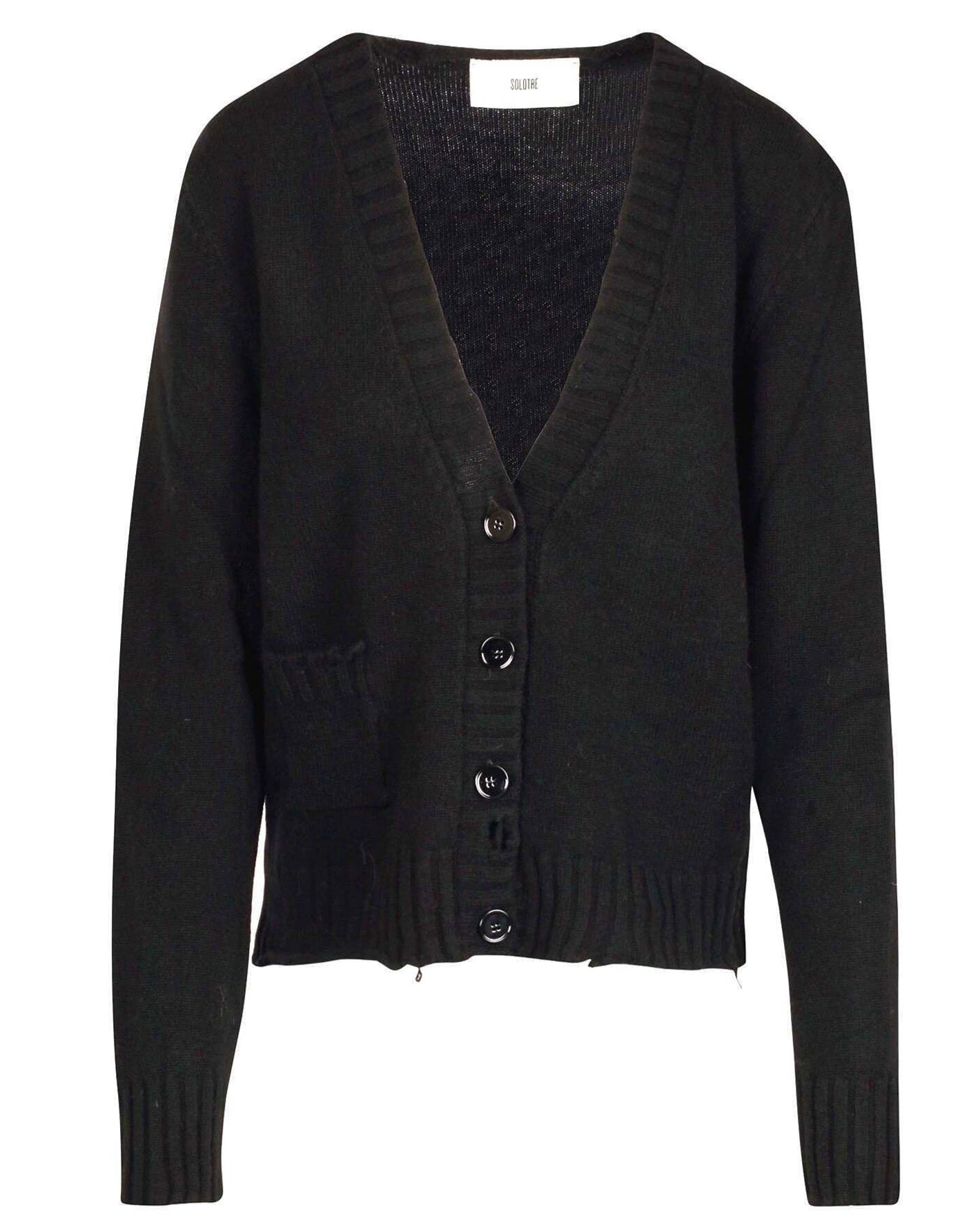 Schmale Strickjacke Wolle mit destroyed Elemente Schwarz